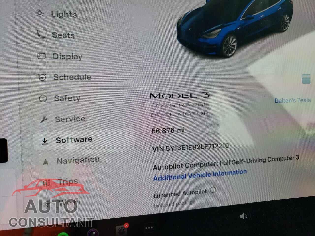 TESLA MODEL 3 2020 - 5YJ3E1EB2LF712210