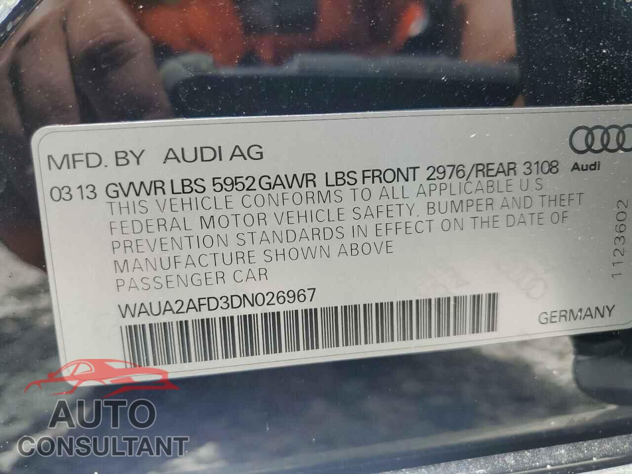 AUDI A8 2013 - WAUA2AFD3DN026967