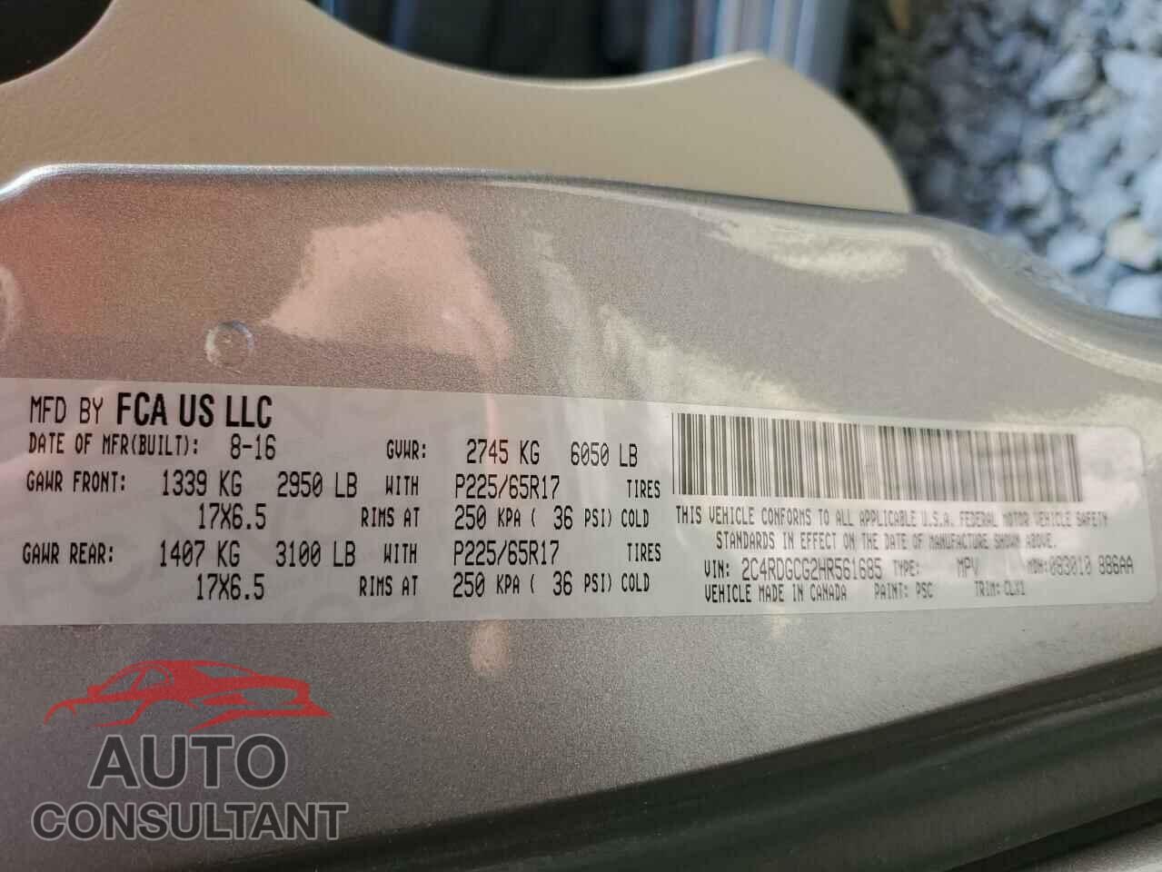 DODGE CARAVAN 2017 - 2C4RDGCG2HR561685