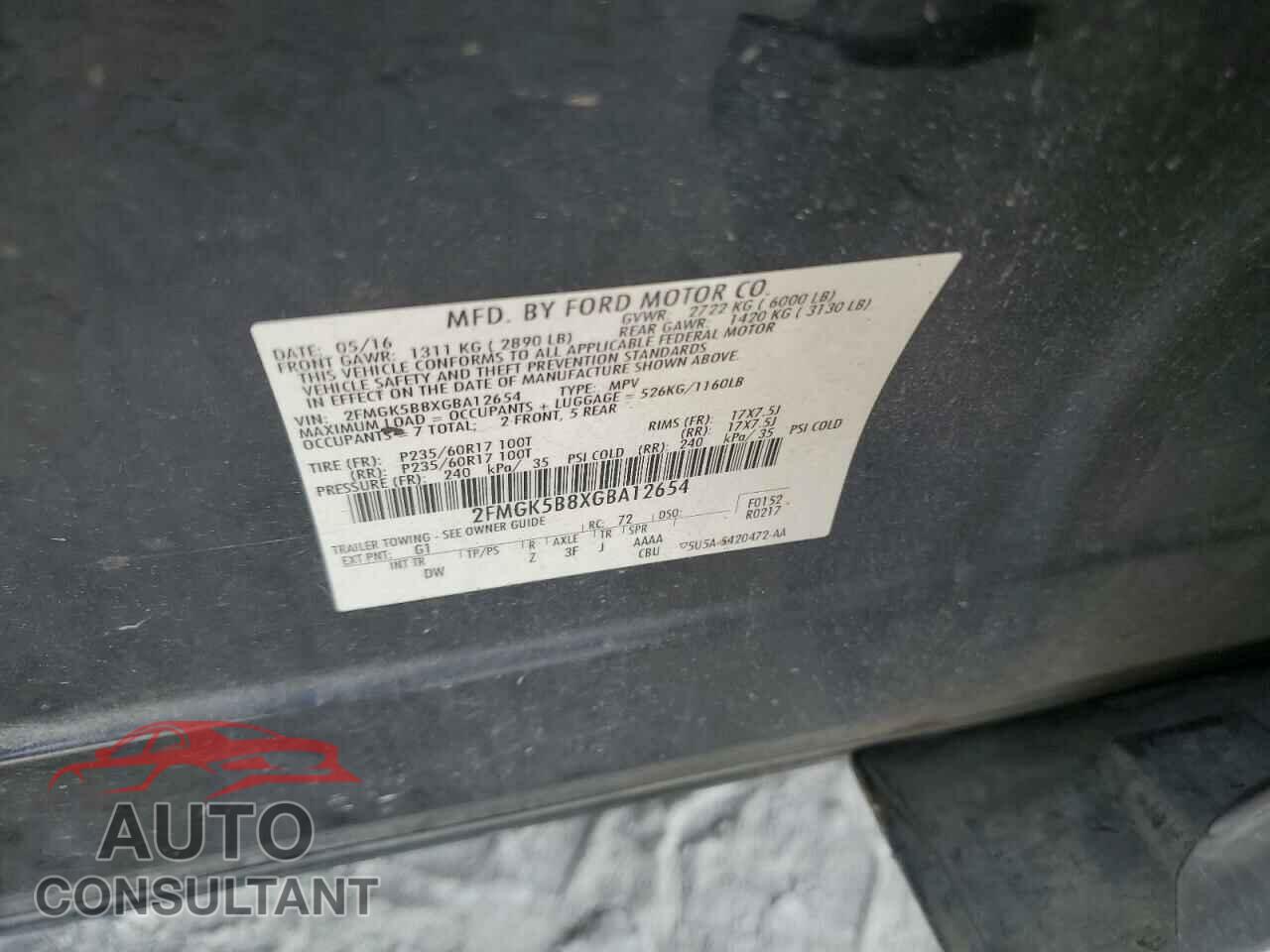 FORD FLEX 2016 - 2FMGK5B8XGBA12654