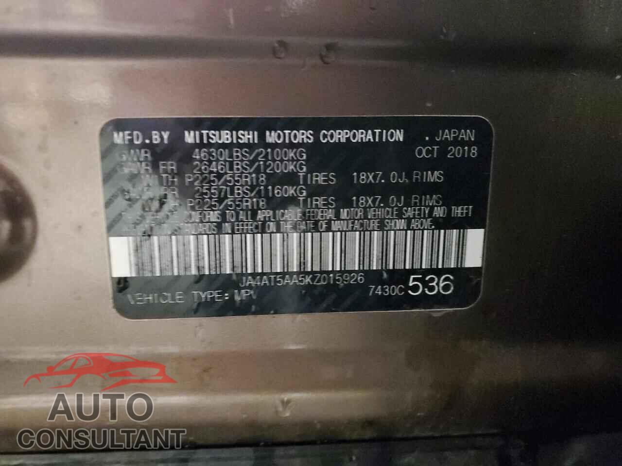 MITSUBISHI ECLIPSE 2019 - JA4AT5AA5KZ015926