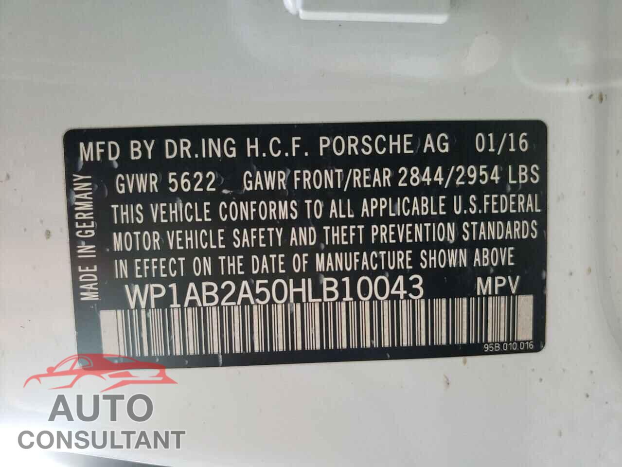PORSCHE MACAN 2017 - WP1AB2A50HLB10043