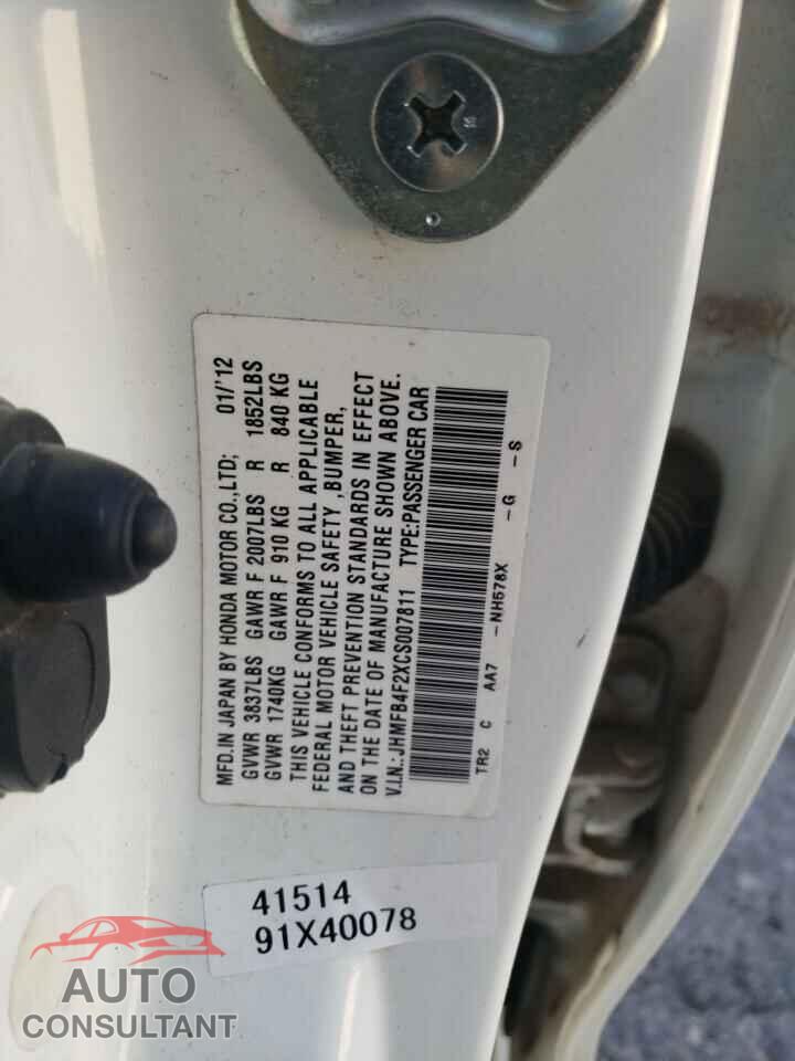 HONDA CIVIC 2012 - JHMFB4F2XCS007811