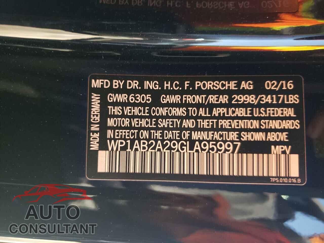 PORSCHE CAYENNE 2016 - WP1AB2A29GLA95997