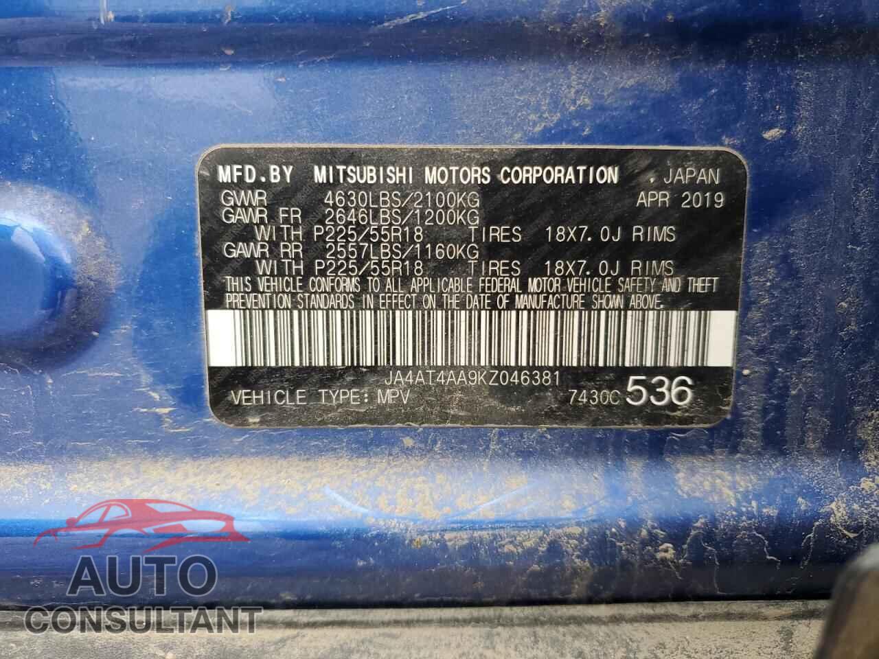 MITSUBISHI ECLIPSE 2019 - JA4AT4AA9KZ046381