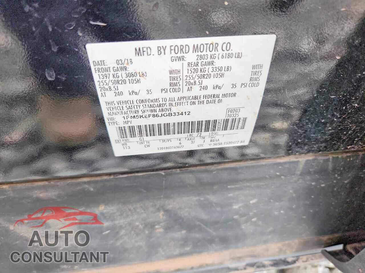 FORD EXPLORER 2018 - 1FM5K8F86JGB33412