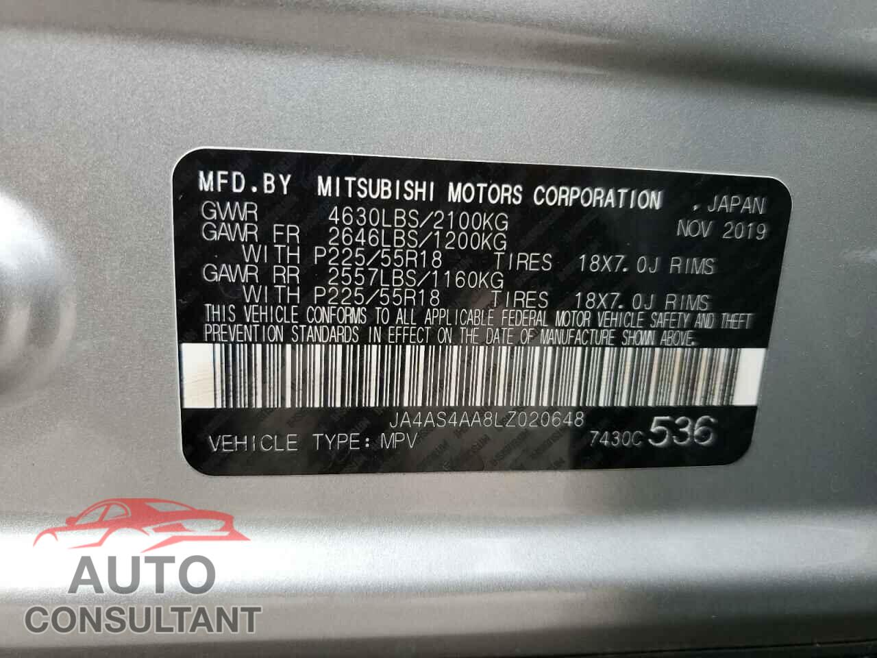 MITSUBISHI ECLIPSE 2020 - JA4AS4AA8LZ020648