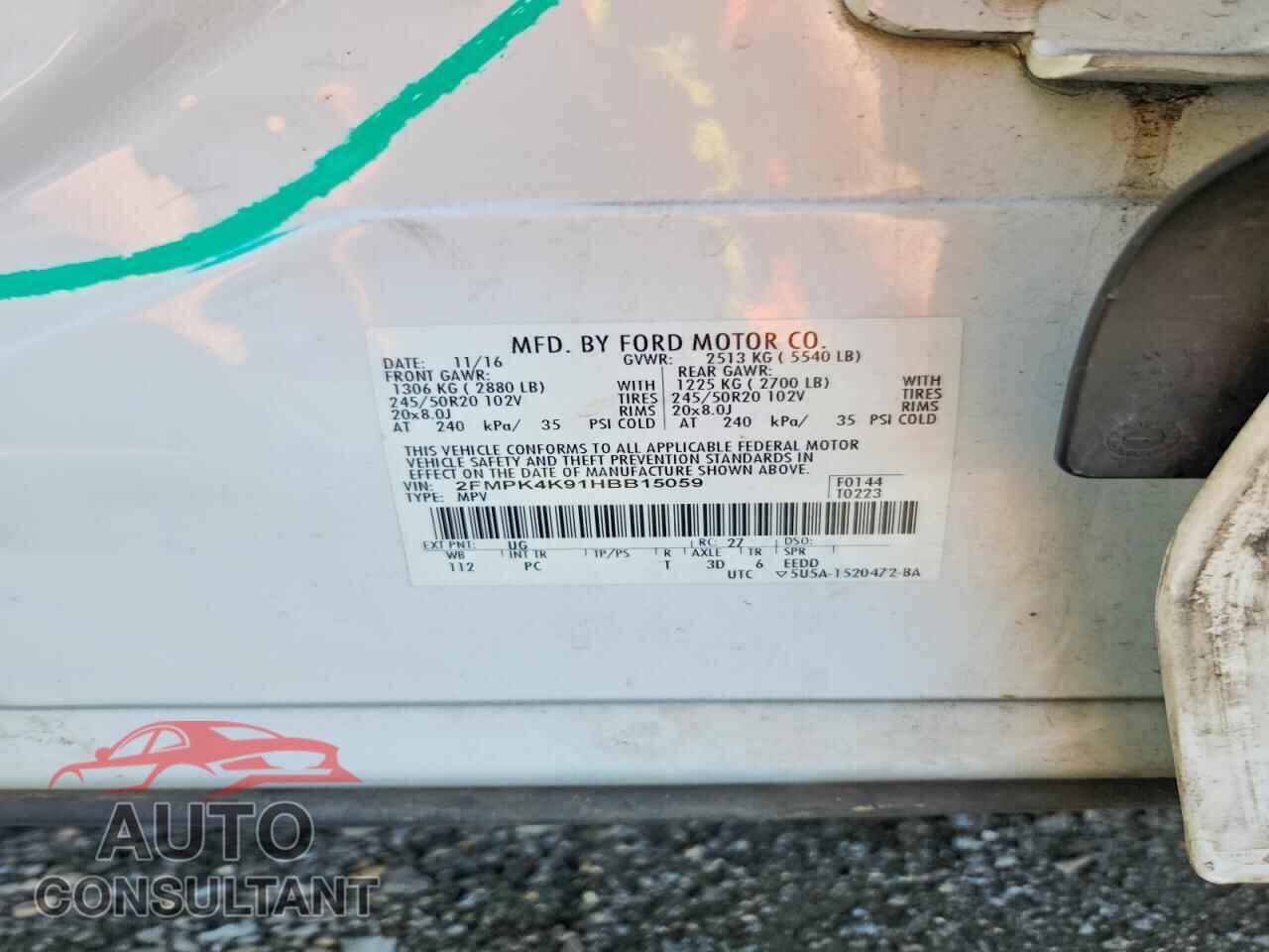 FORD EDGE 2017 - 2FMPK4K91HBB15059