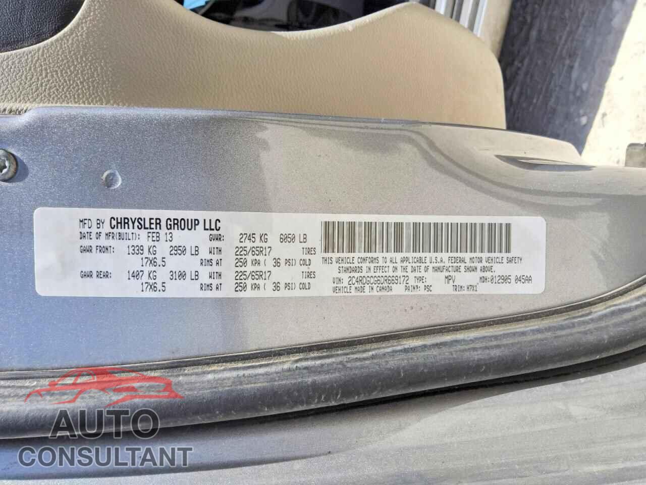 DODGE CARAVAN 2013 - 2C4RDGCG6DR669172