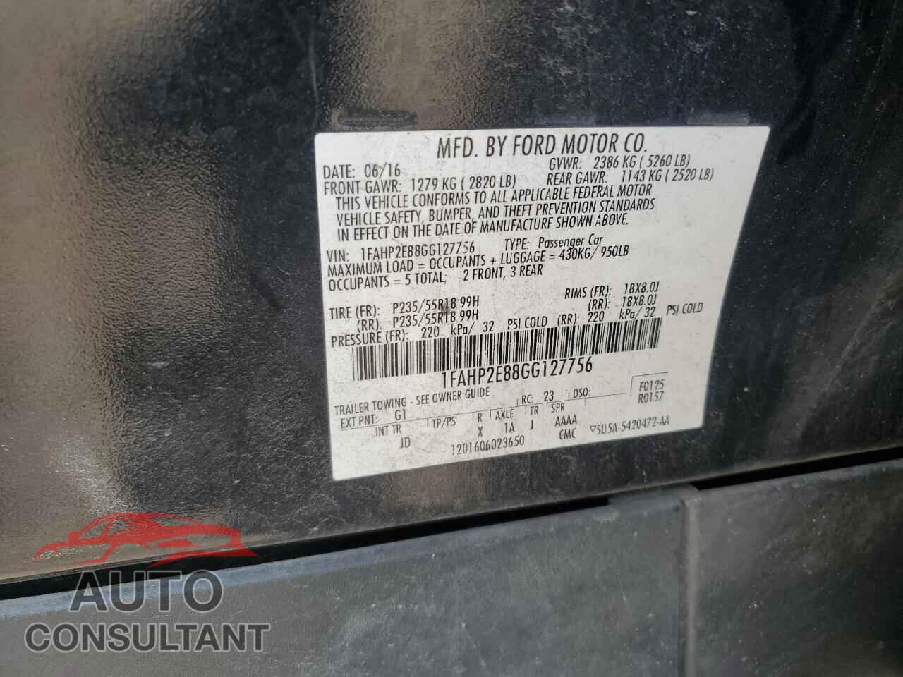FORD TAURUS 2016 - 1FAHP2E88GG127756