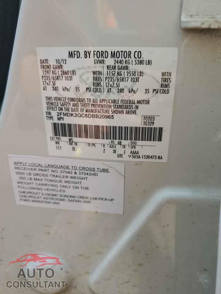 FORD EDGE 2013 - 2FMDK3GC8DBB20965