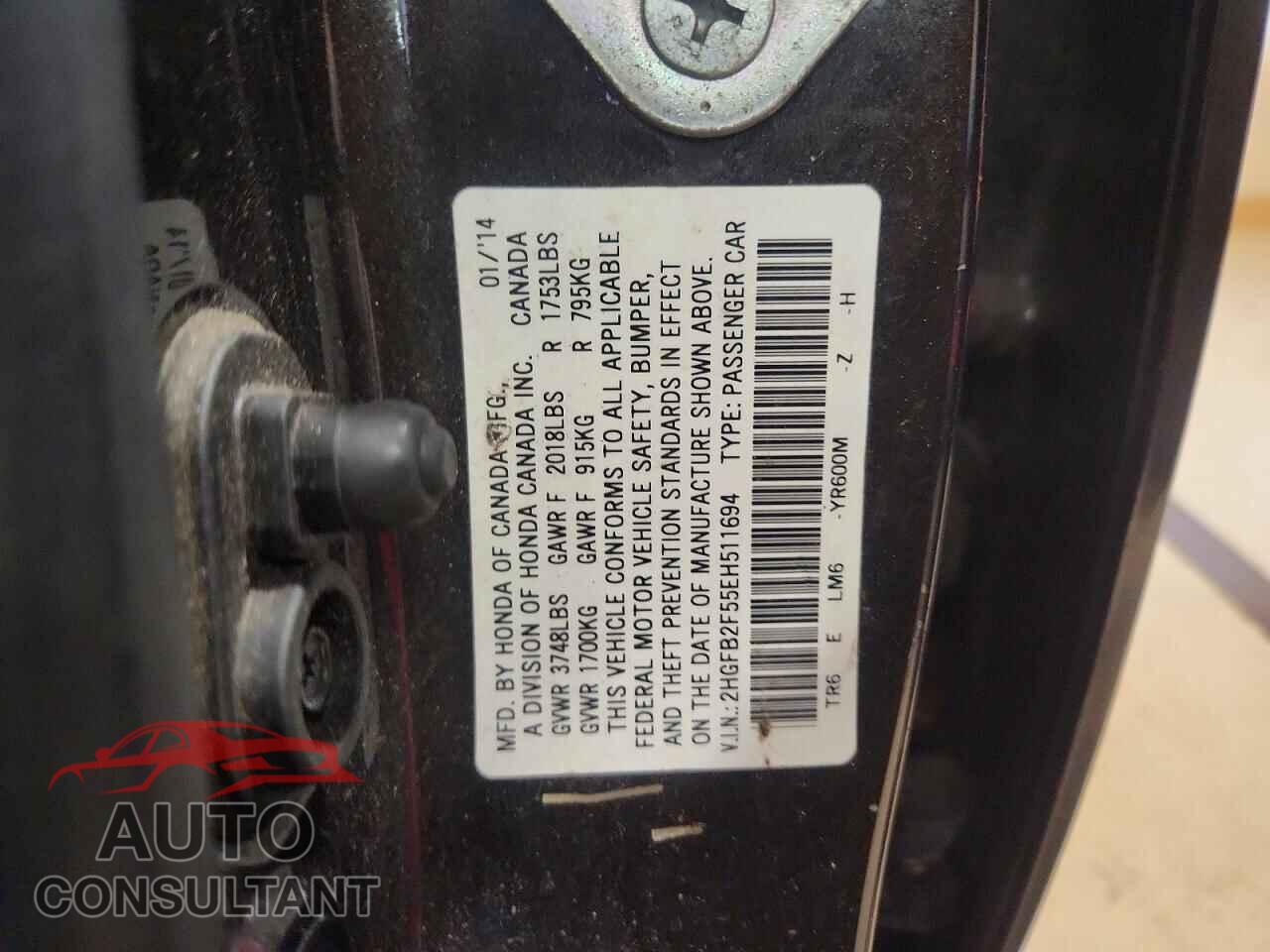 HONDA CIVIC 2014 - 2HGFB2F55EH511694