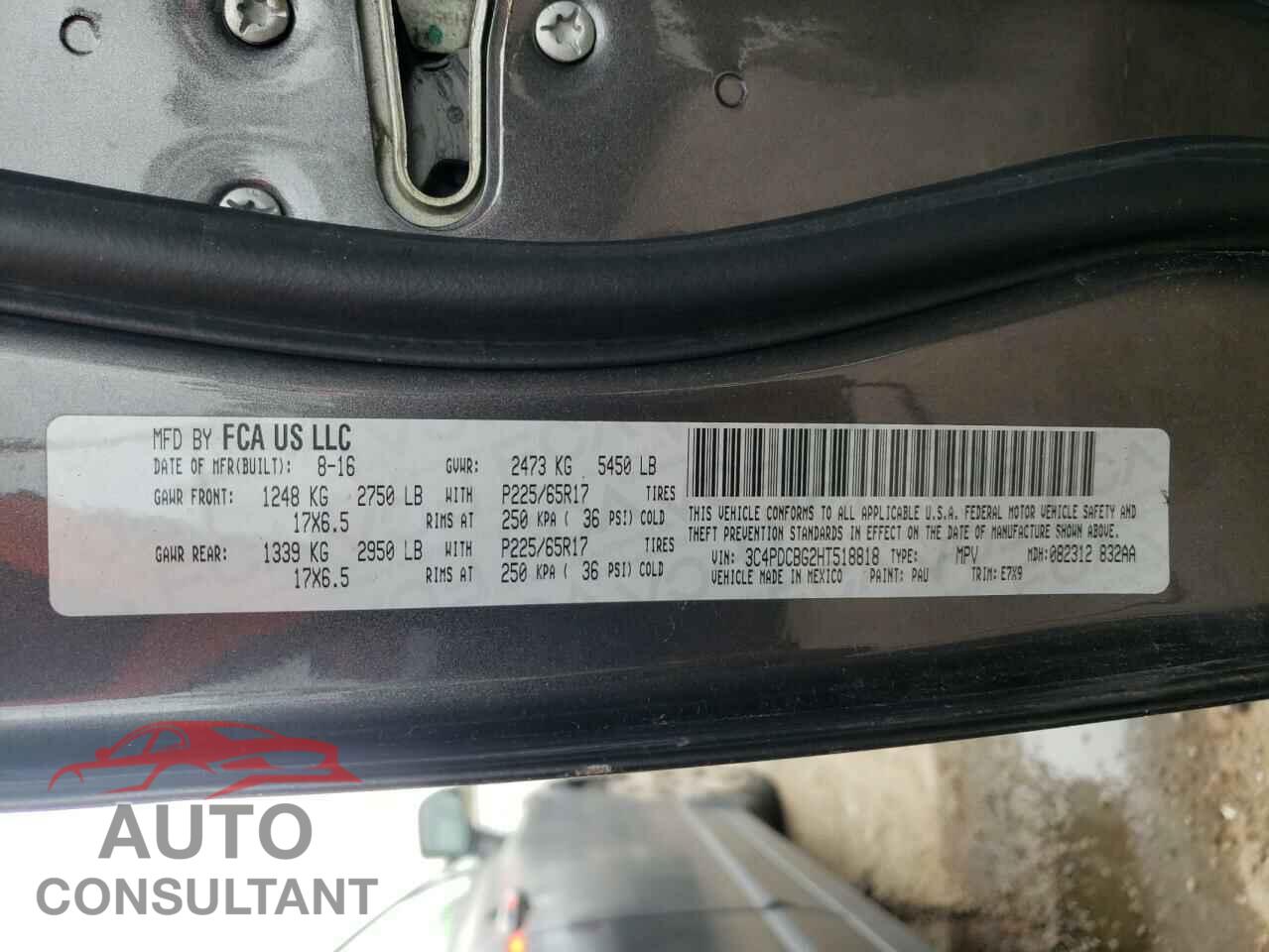 DODGE JOURNEY 2017 - 3C4PDCBG2HT518818