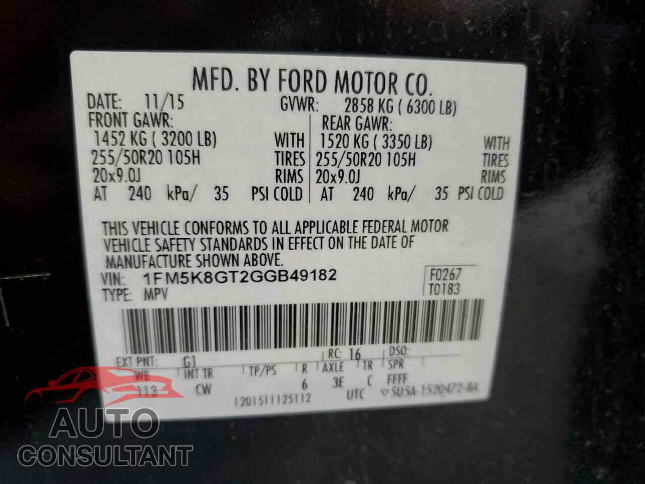 FORD EXPLORER 2016 - 1FM5K8GT2GGB49182