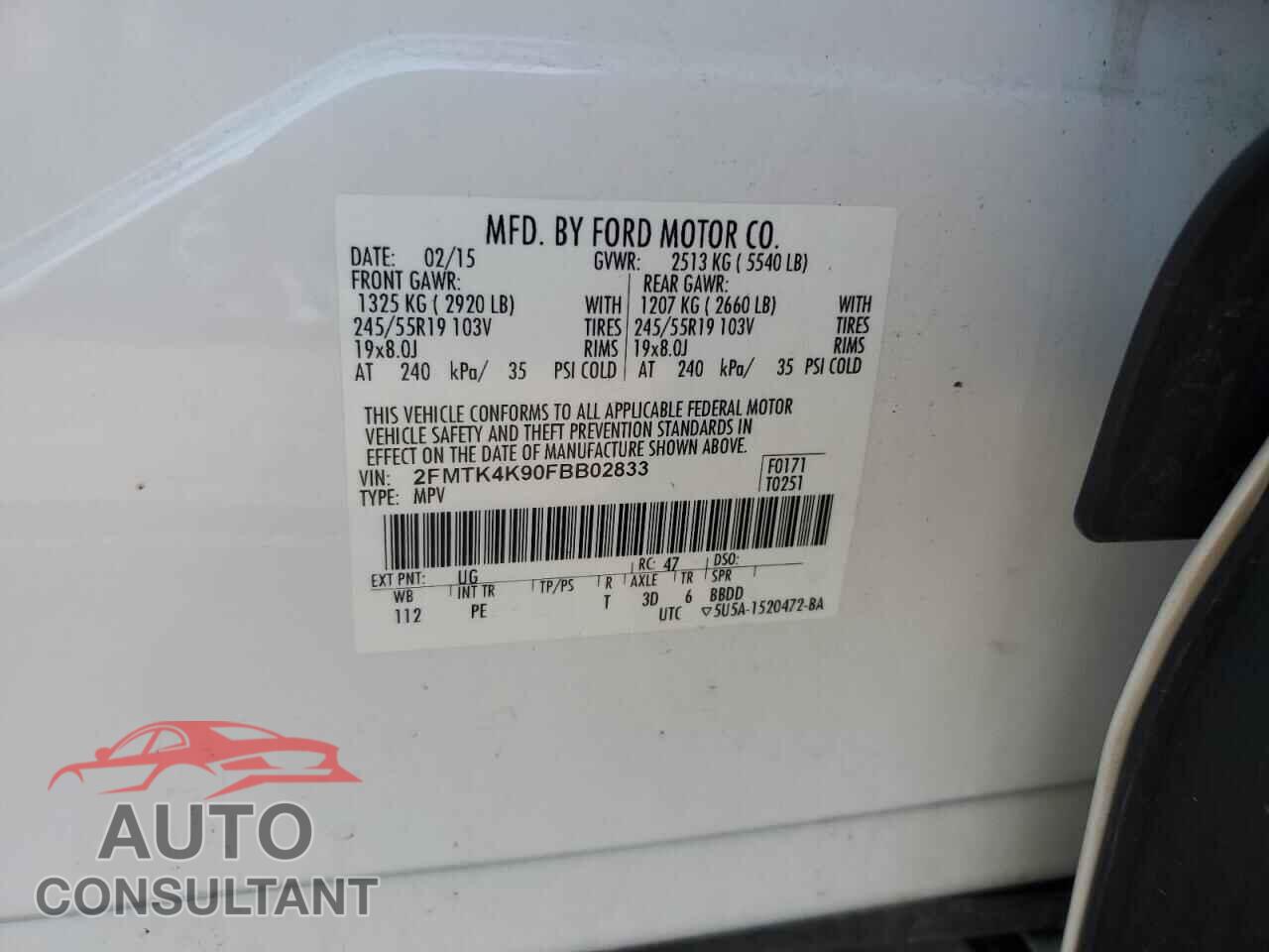 FORD EDGE 2015 - 2FMTK4K90FBB02833
