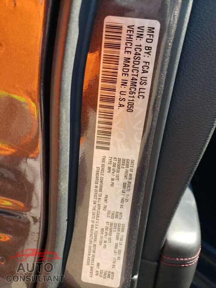 DODGE DURANGO 2021 - 1C4SDJCT4MC611050