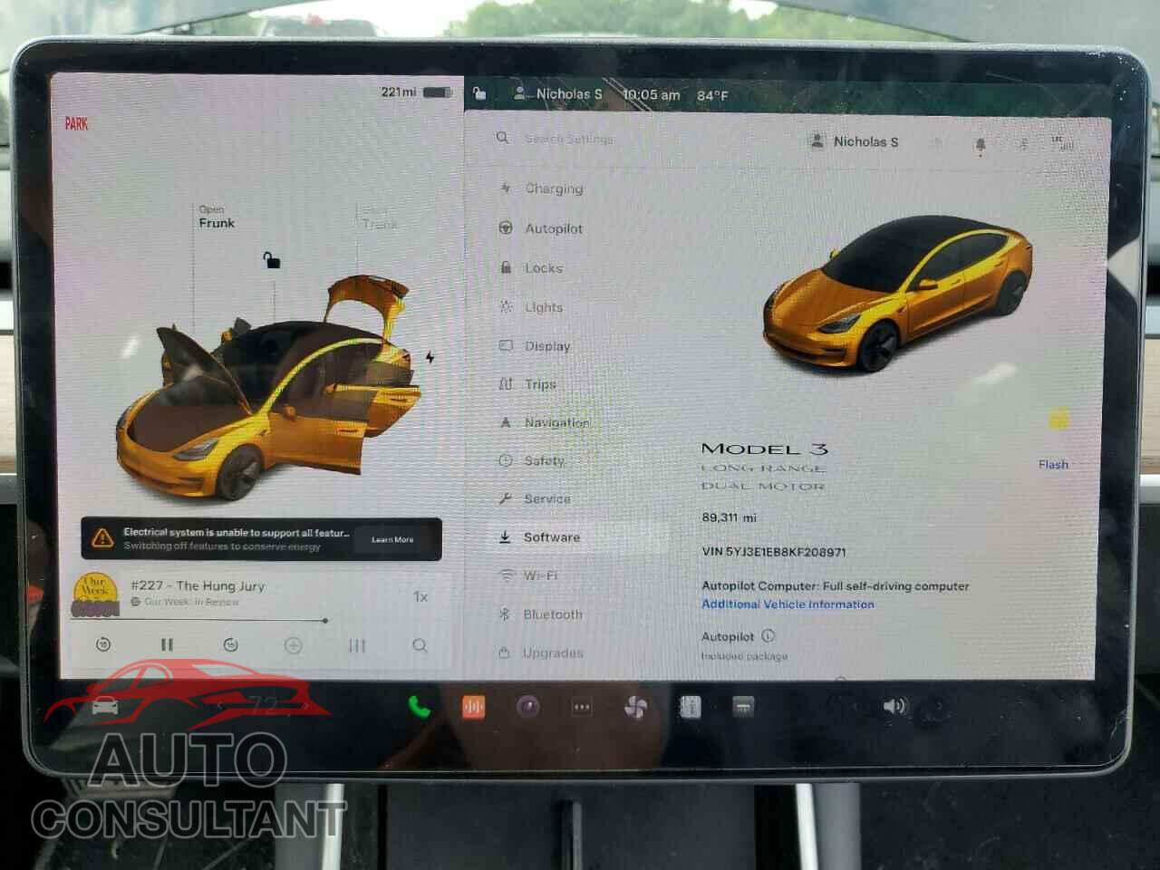 TESLA MODEL 3 2019 - 5YJ3E1EB8KF208971