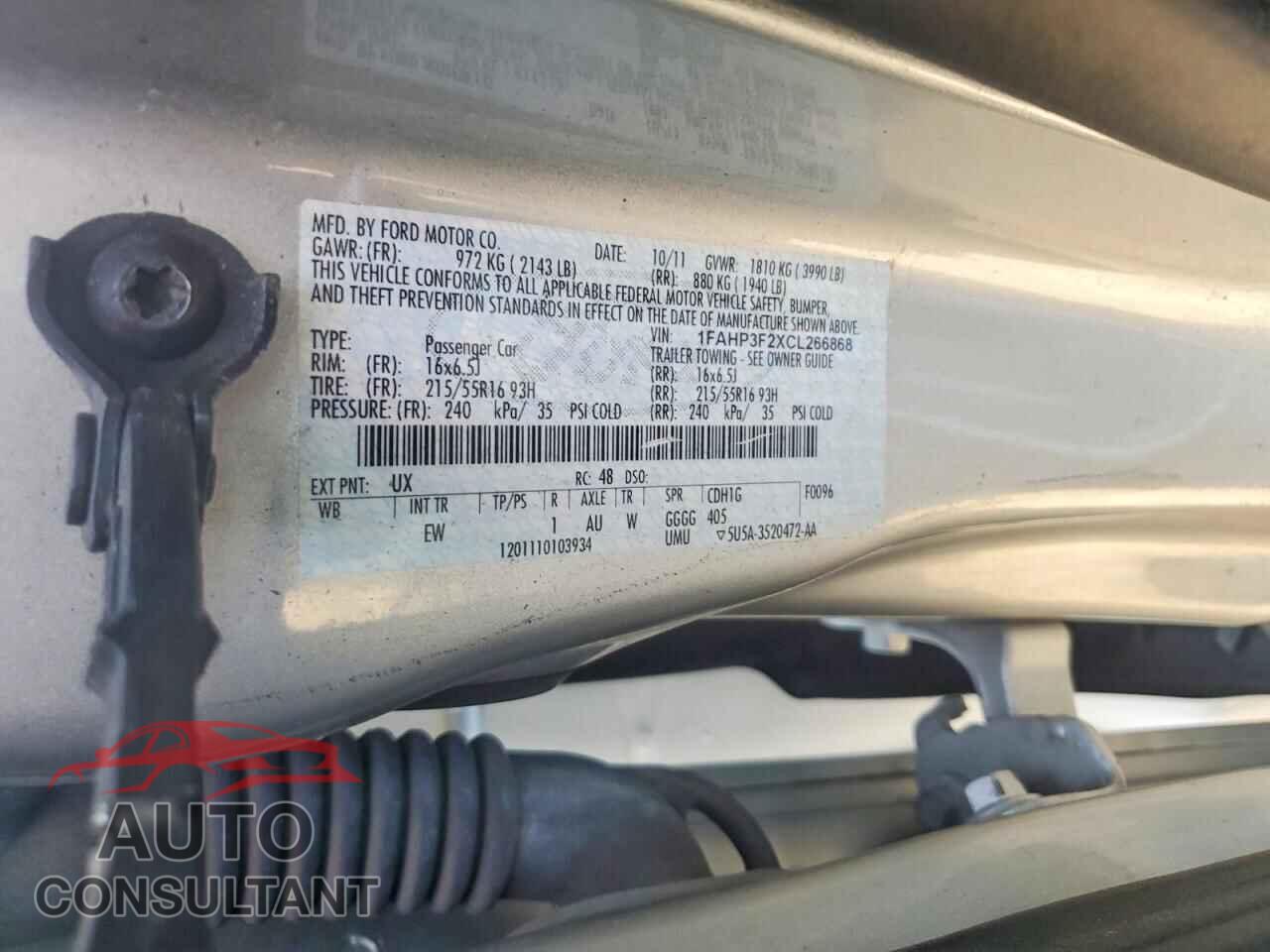 FORD FOCUS 2012 - 1FAHP3F2XCL266868