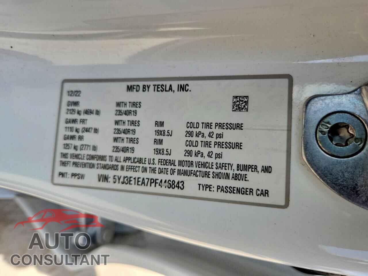 TESLA MODEL 3 2023 - 5YJ3E1EA7PF446843