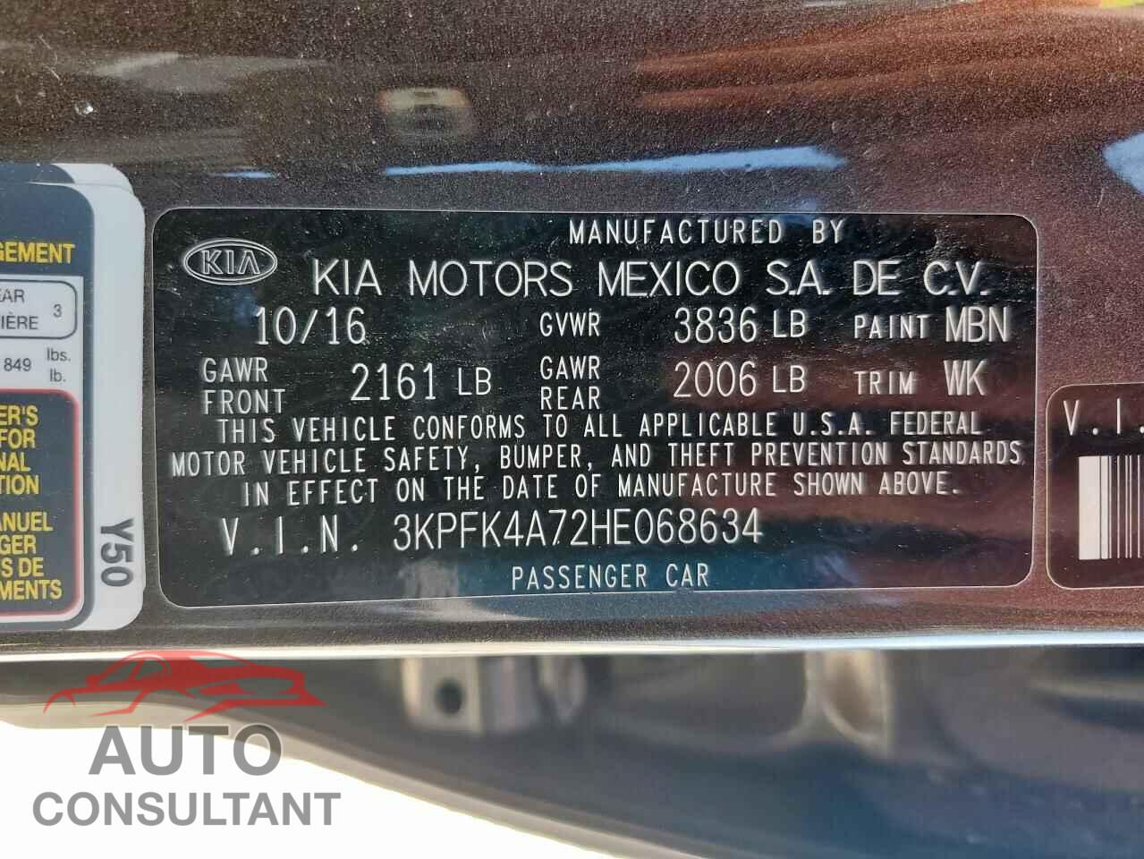 KIA FORTE 2017 - 3KPFK4A72HE068634