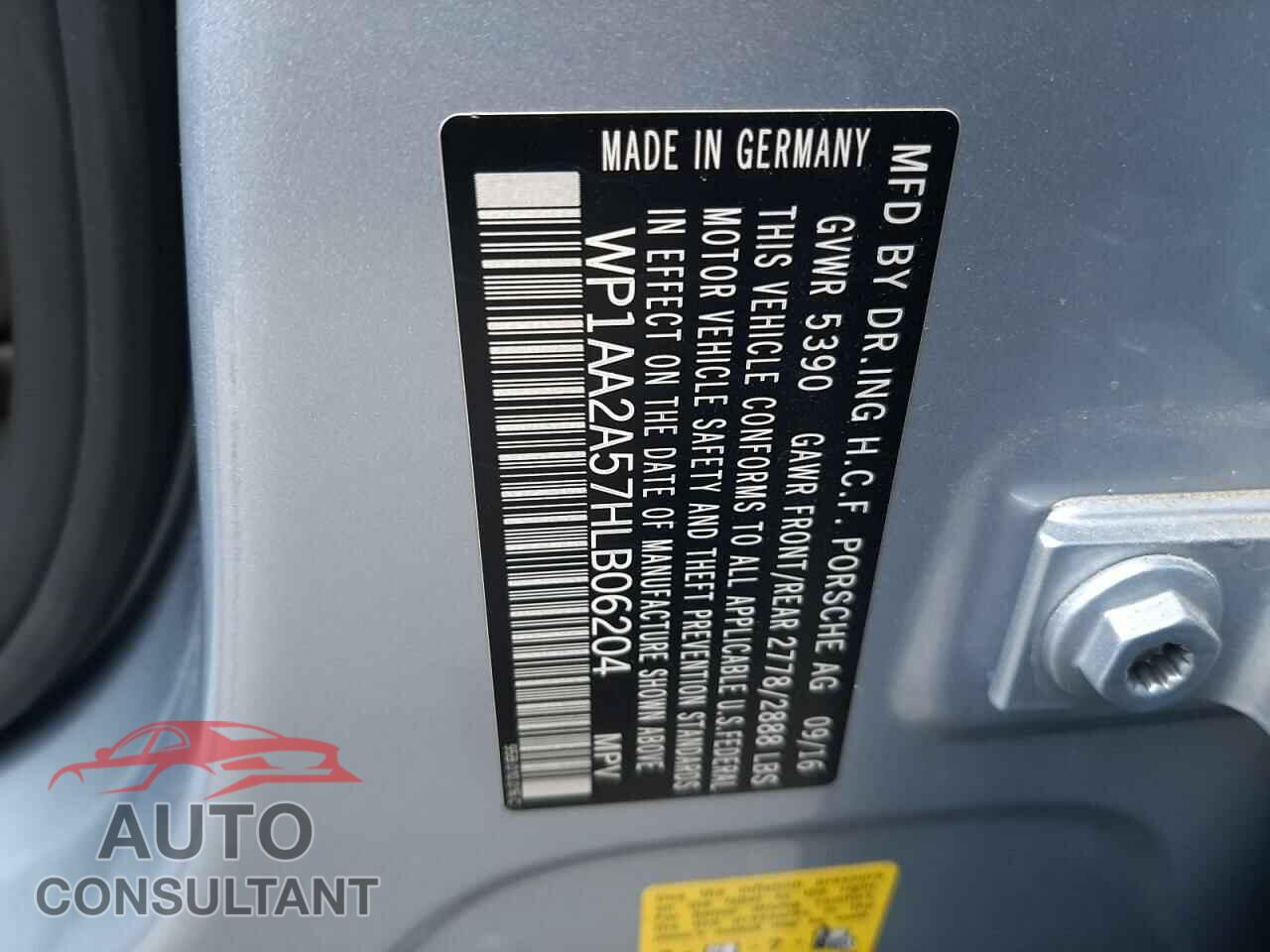 PORSCHE MACAN 2017 - WP1AA2A57HLB06204