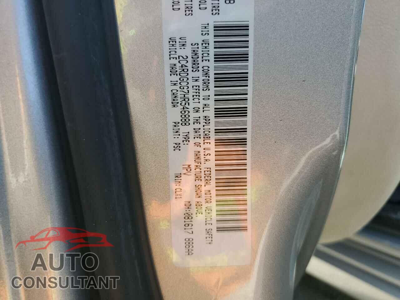 DODGE CARAVAN 2017 - 2C4RDGCG7HR546888