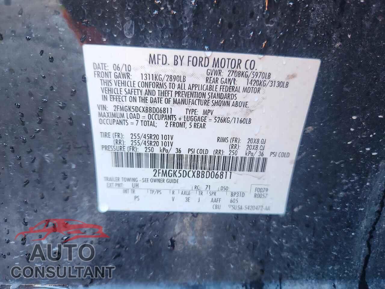 FORD FLEX 2011 - 2FMGK5DCXBBD06811