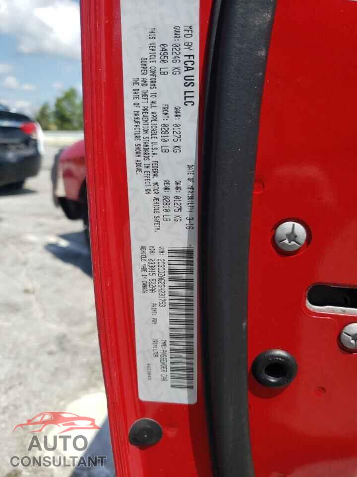 DODGE CHALLENGER 2016 - 2C3CDZAG2GH231753