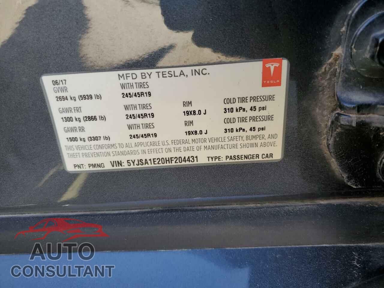 TESLA MODEL S 2017 - 5YJSA1E20HF204431