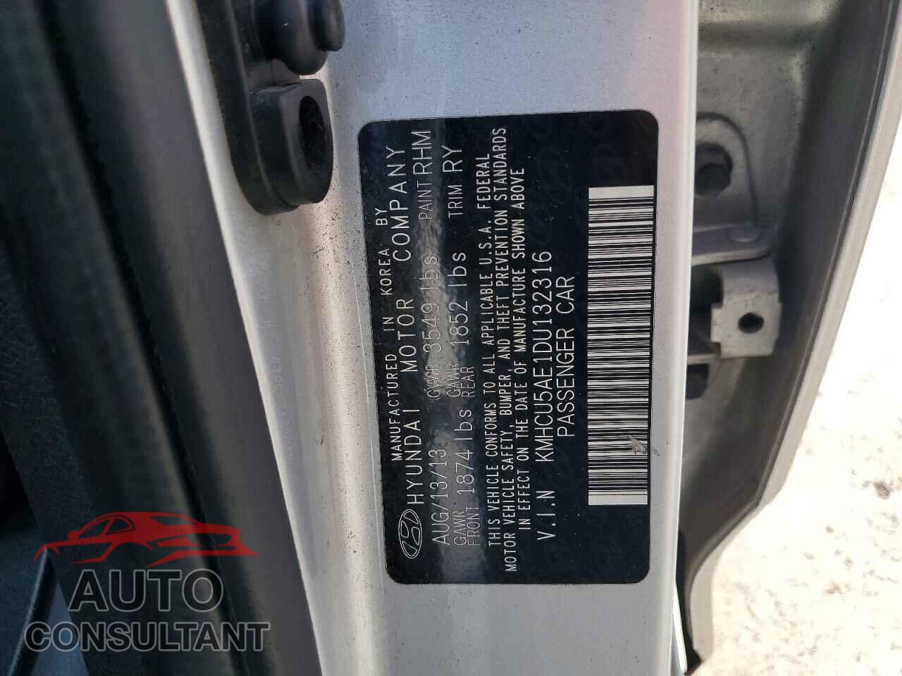 HYUNDAI ACCENT 2013 - KMHCU5AE1DU132316
