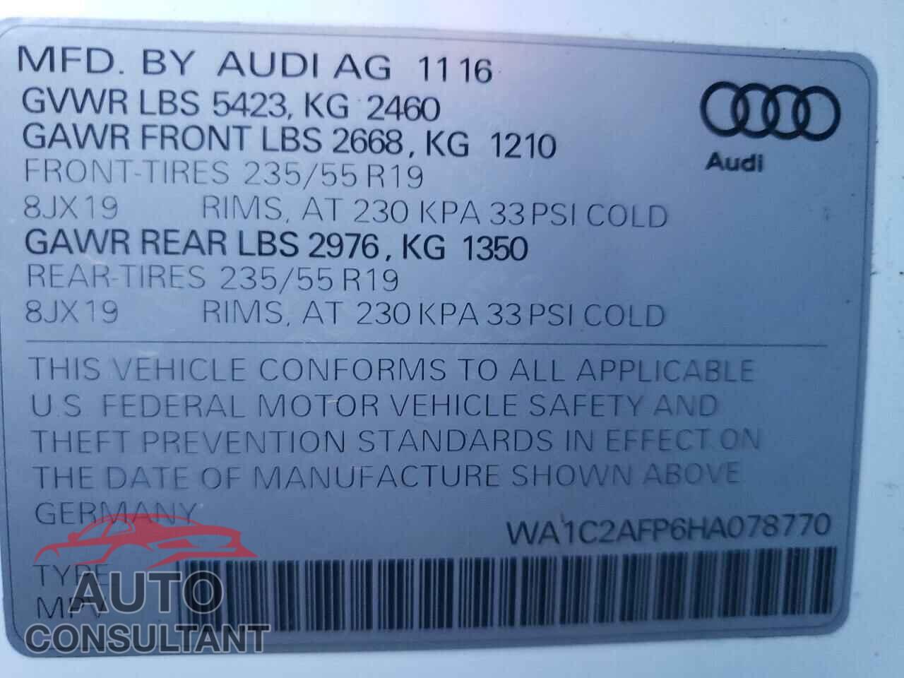 AUDI Q5 2017 - WA1C2AFP6HA078770