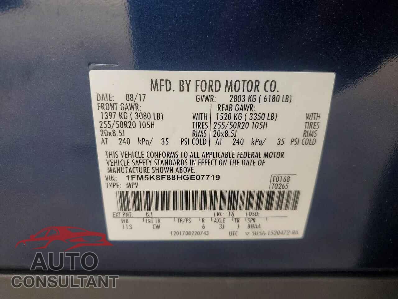 FORD EXPLORER 2017 - 1FM5K8F88HGE07719