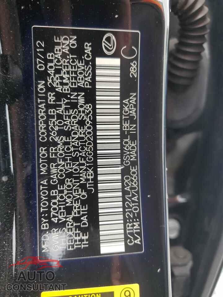LEXUS ES350 2013 - JTHBK1GG5D2009538