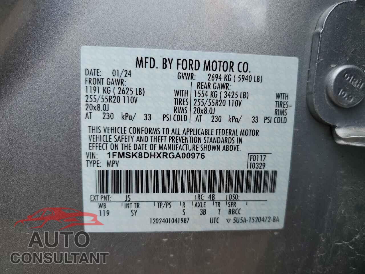 FORD EXPLORER 2024 - 1FMSK8DHXRGA00976