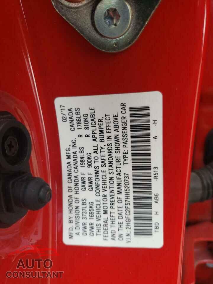 HONDA CIVIC 2017 - 2HGFC2F57HH520737