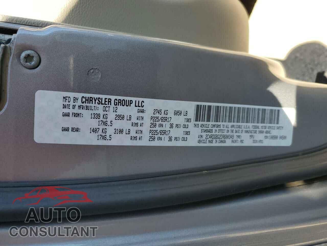 DODGE CARAVAN 2013 - 2C4RDGBG2DR600349