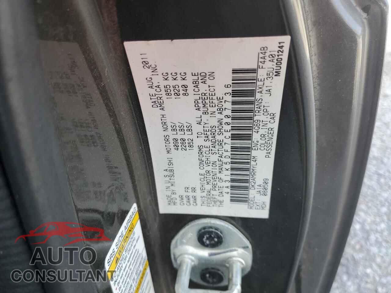 MITSUBISHI ECLIPSE 2012 - 4A31K5DF7CE007736