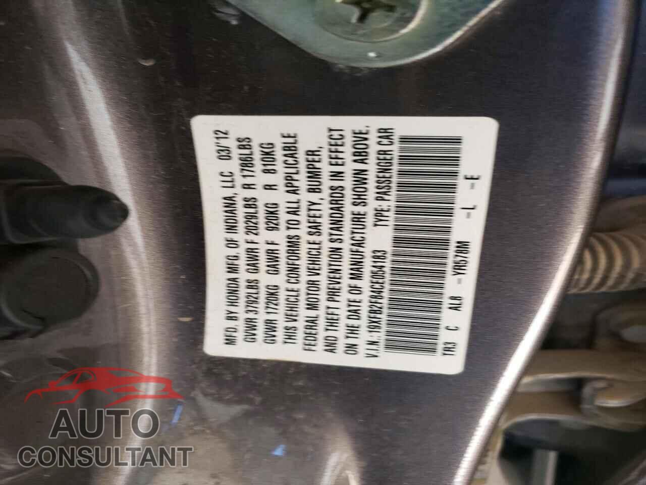 HONDA CIVIC 2012 - 19XFB2F84CE054183