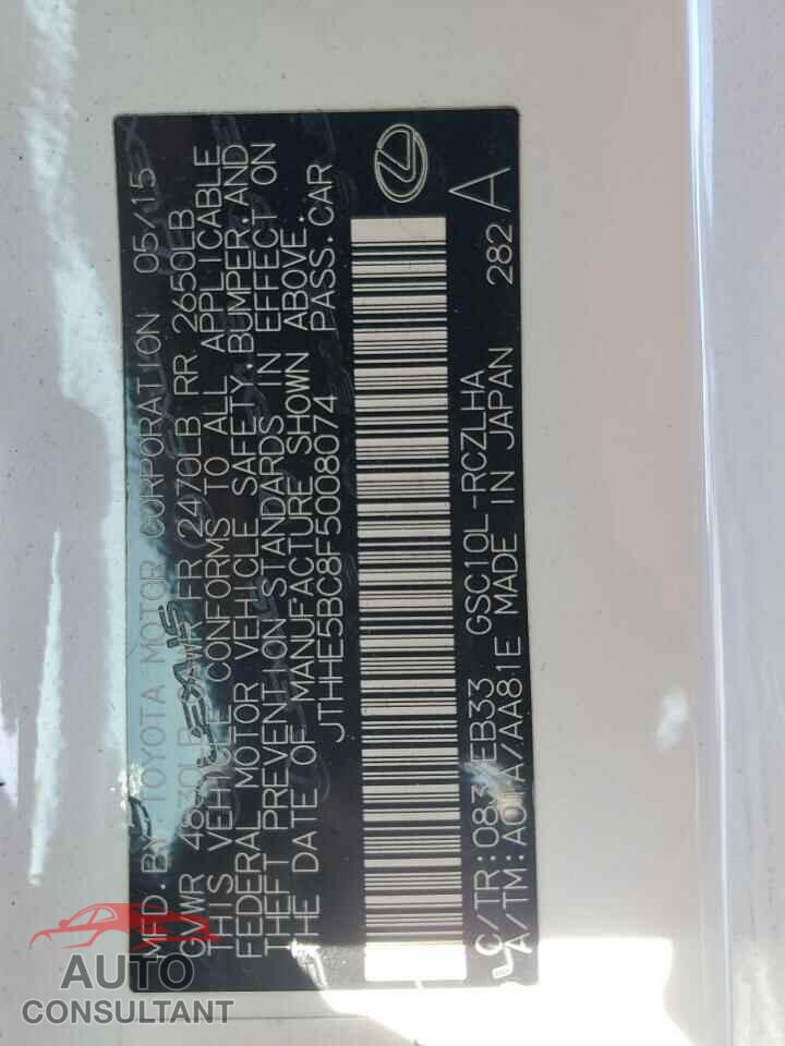 LEXUS RX350 2015 - JTHHE5BC8F5008074