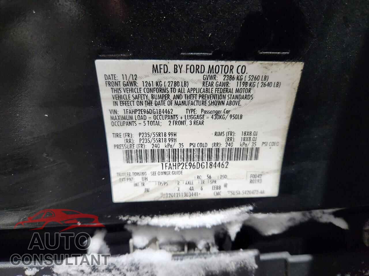 FORD TAURUS 2013 - 1FAHP2E96DG184462