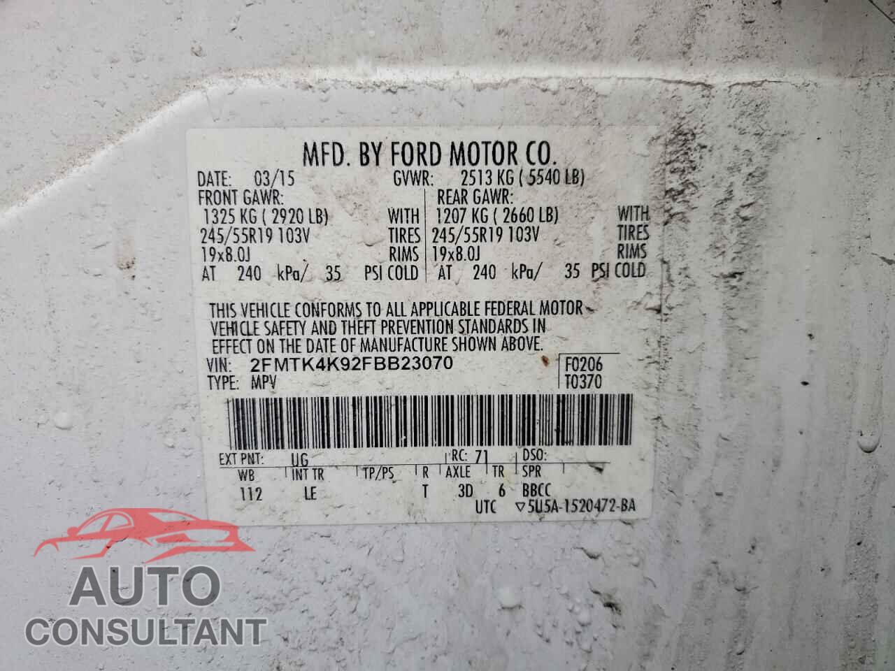 FORD EDGE 2015 - 2FMTK4K92FBB23070