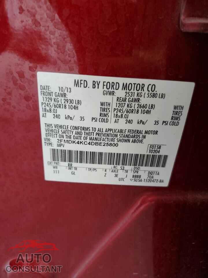 FORD EDGE 2013 - 2FMDK4KC4DBE25800