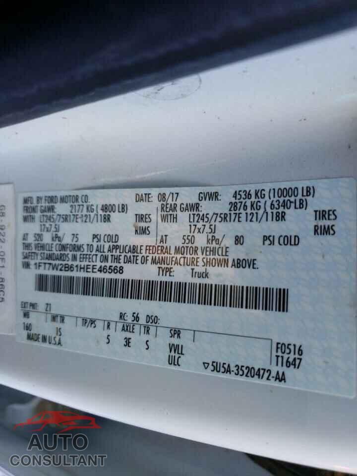 FORD F250 2017 - 1FT7W2B61HEE46568