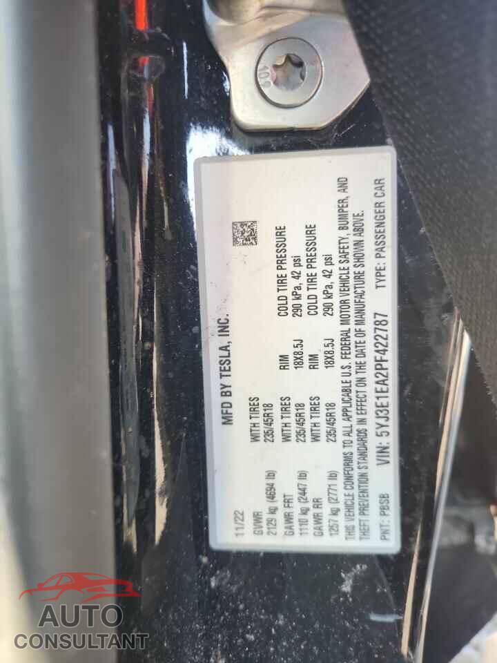 TESLA MODEL 3 2023 - 5YJ3E1EA2PF422787
