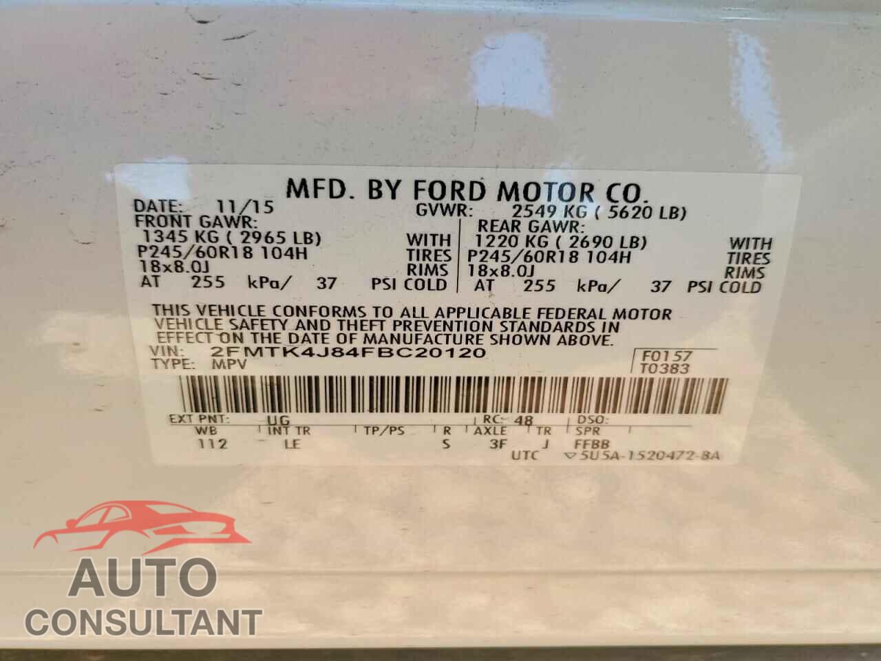 FORD EDGE 2015 - 2FMTK4J84FBC20120