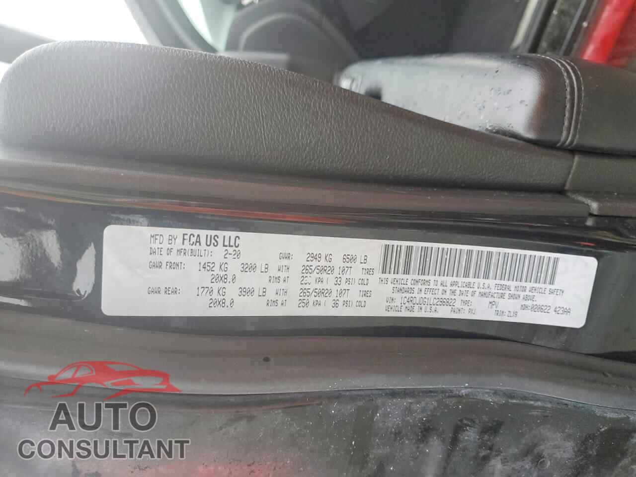 DODGE DURANGO 2020 - 1C4RDJDG1LC296822