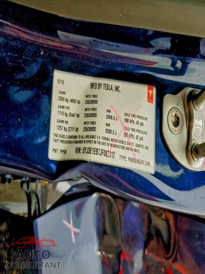TESLA MODEL 3 2018 - 5YJ3E1EB7JF082312