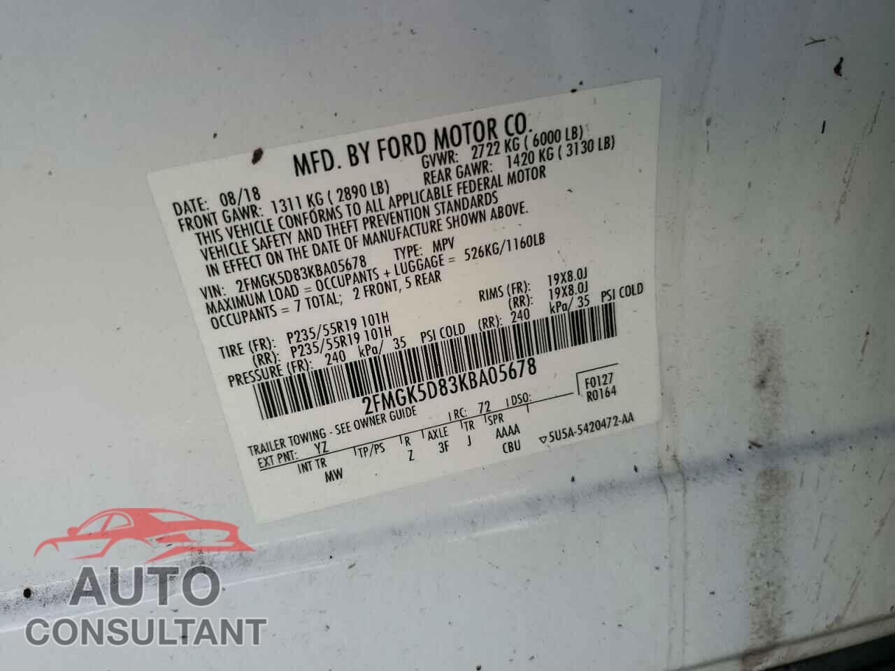 FORD FLEX 2019 - 2FMGK5D83KBA05678