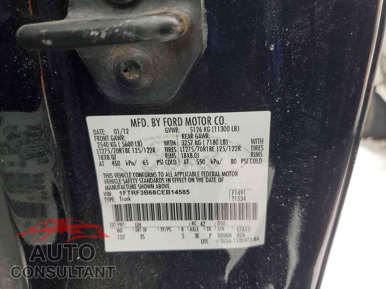 FORD F350 2012 - 1FTRF3B68CEB14585