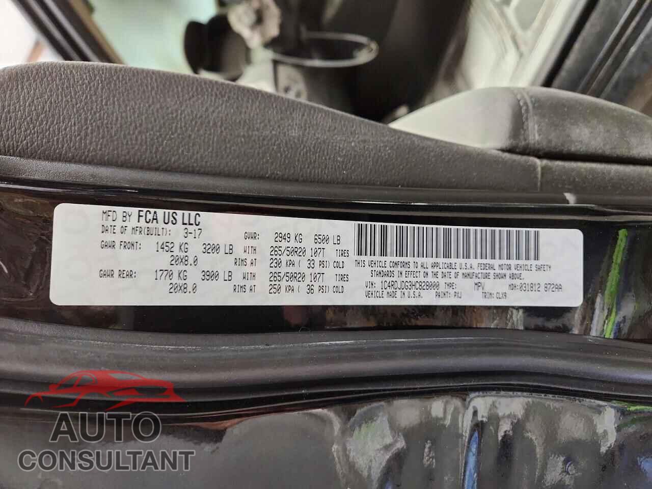 DODGE DURANGO 2017 - 1C4RDJDG3HC828000